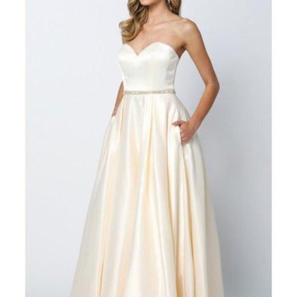 NEW CHAMPAGNE FORMAL Strapless A-Line Shape Evening Dress JT688